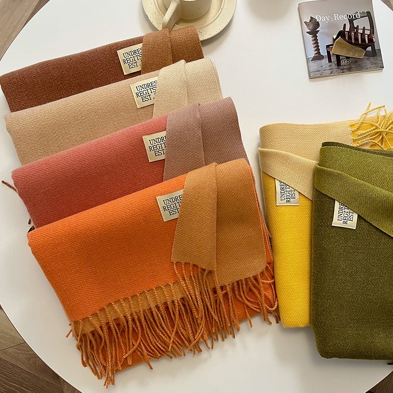 Double - sided Artificial Cashmere Scarf - AmiraMart