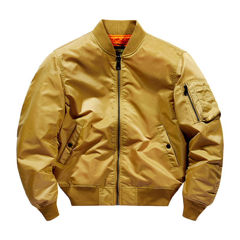 Beige bomber jacket on a white background