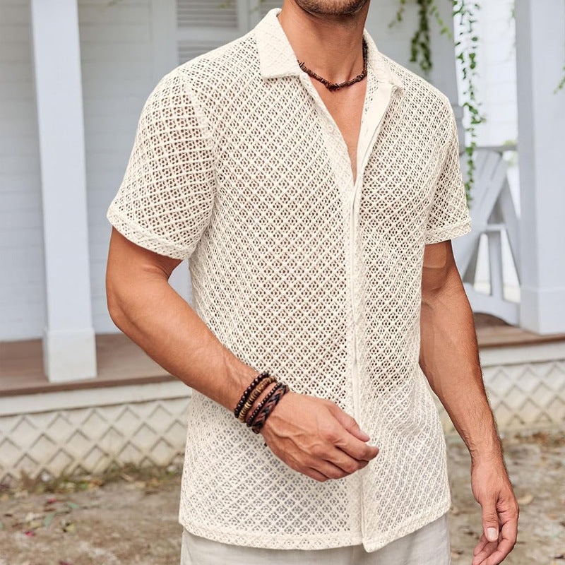 Summer Mesh Short Sleeve Shirt - AmiraMart
