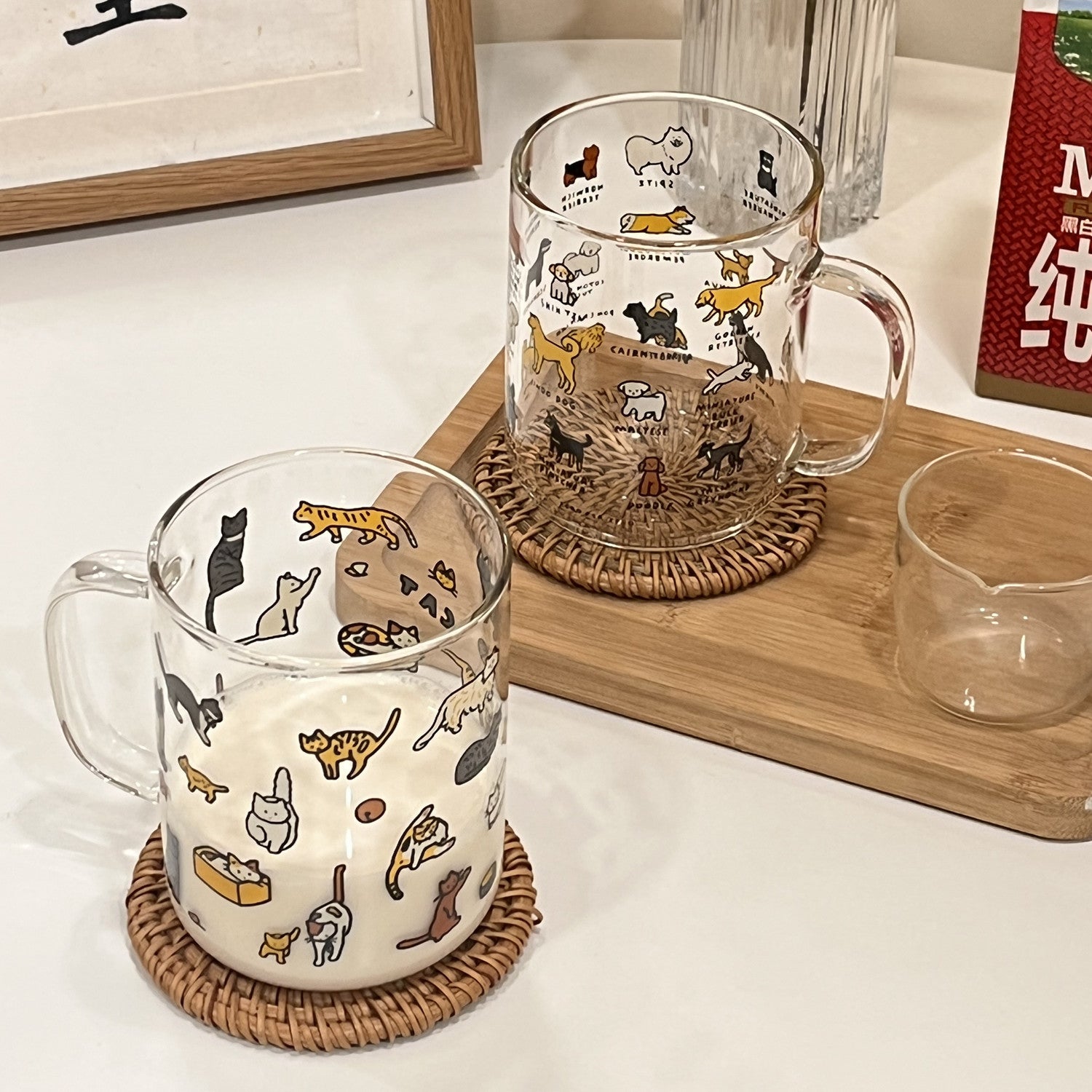 Creative Illustration Cute Cute Pet Dog Glass - AmiraMart