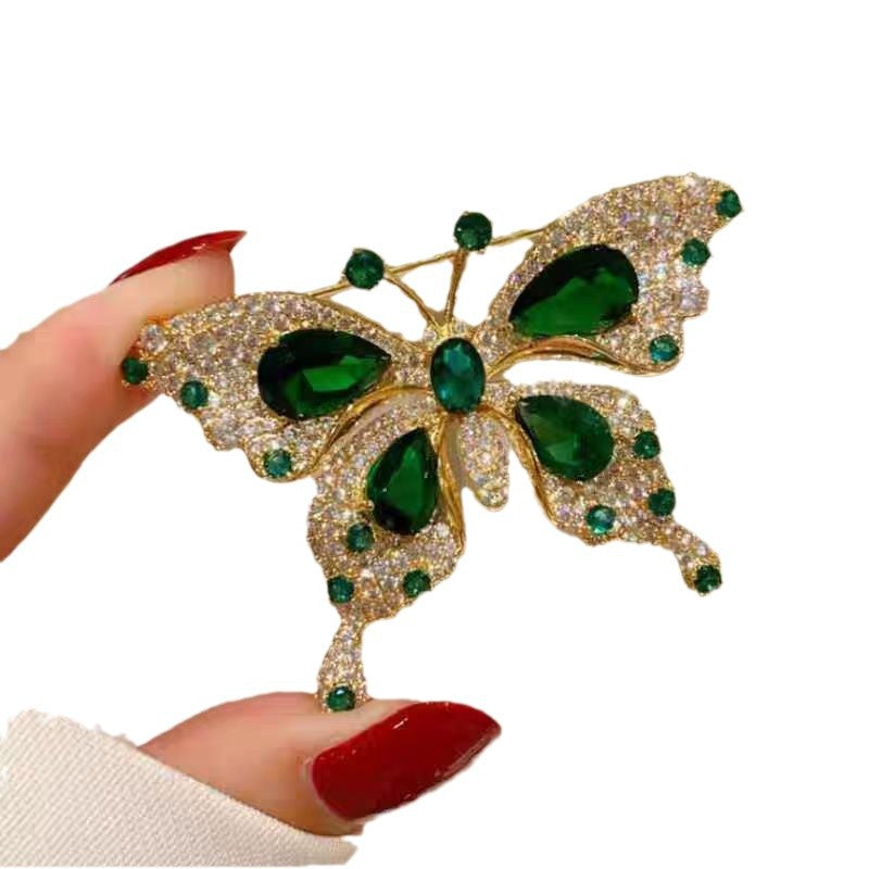 Light Luxury Emerald Butterfly Brooch - AmiraMart