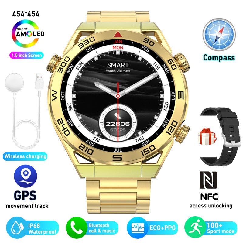 ECG PPG Bluetooth Calling Compass GPS Wireless Charger Smart Watch - AmiraMart