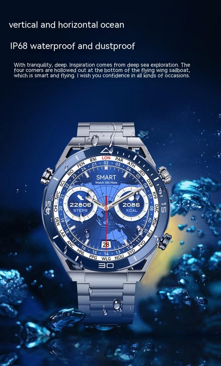 ECG PPG Bluetooth Calling Compass GPS Wireless Charger Smart Watch - AmiraMart