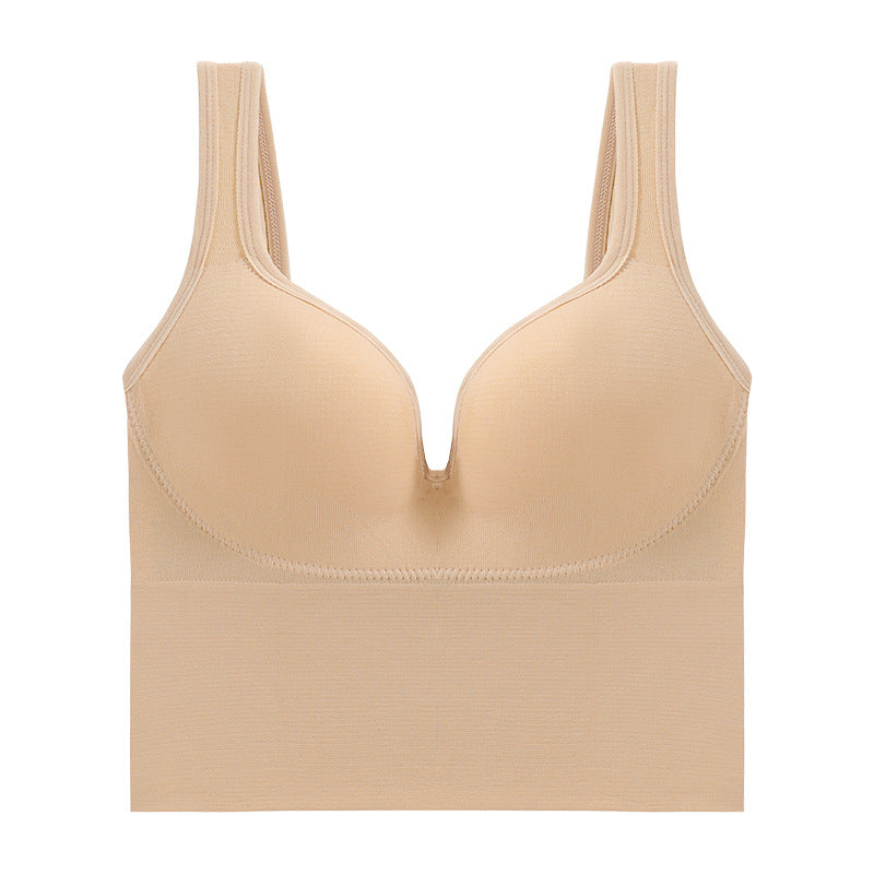Beige bra on a white background