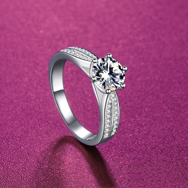 Eight Hearts Eight Arrows D Color Mosang Stone Diamond Ring - AmiraMart