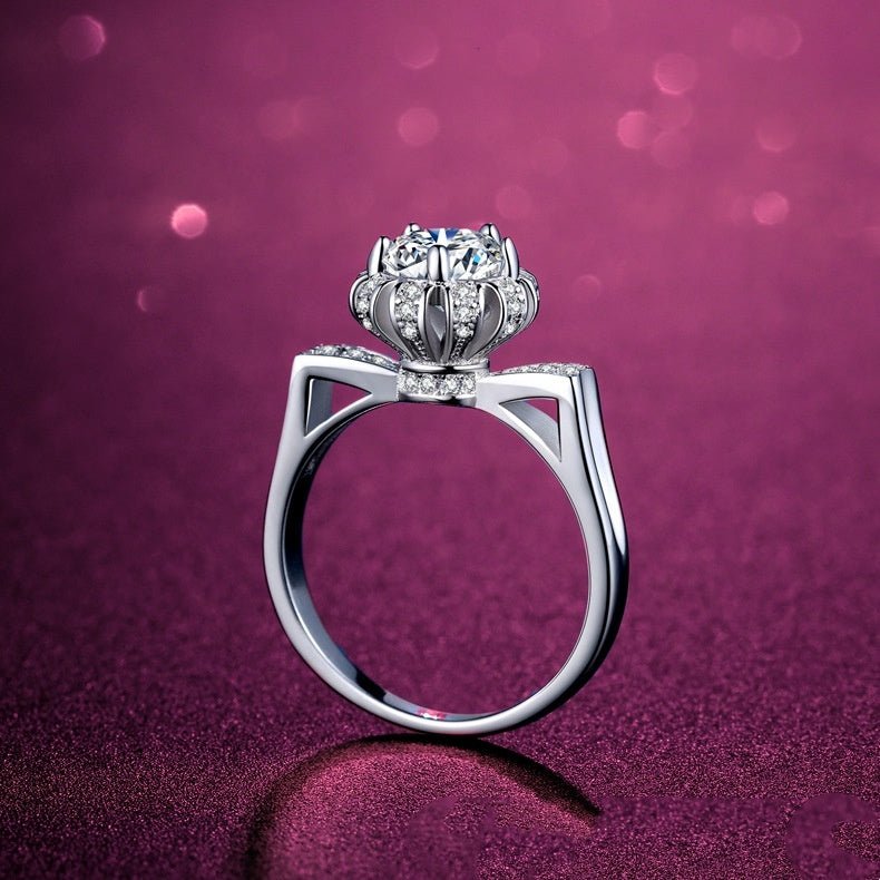 Eight Hearts Eight Arrows D Color Mosang Stone Diamond Ring - AmiraMart