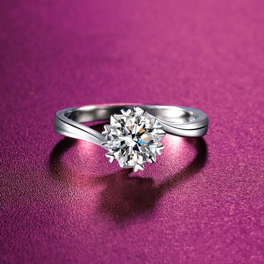 Eight Hearts Eight Arrows D Color Mosang Stone Diamond Ring - AmiraMart