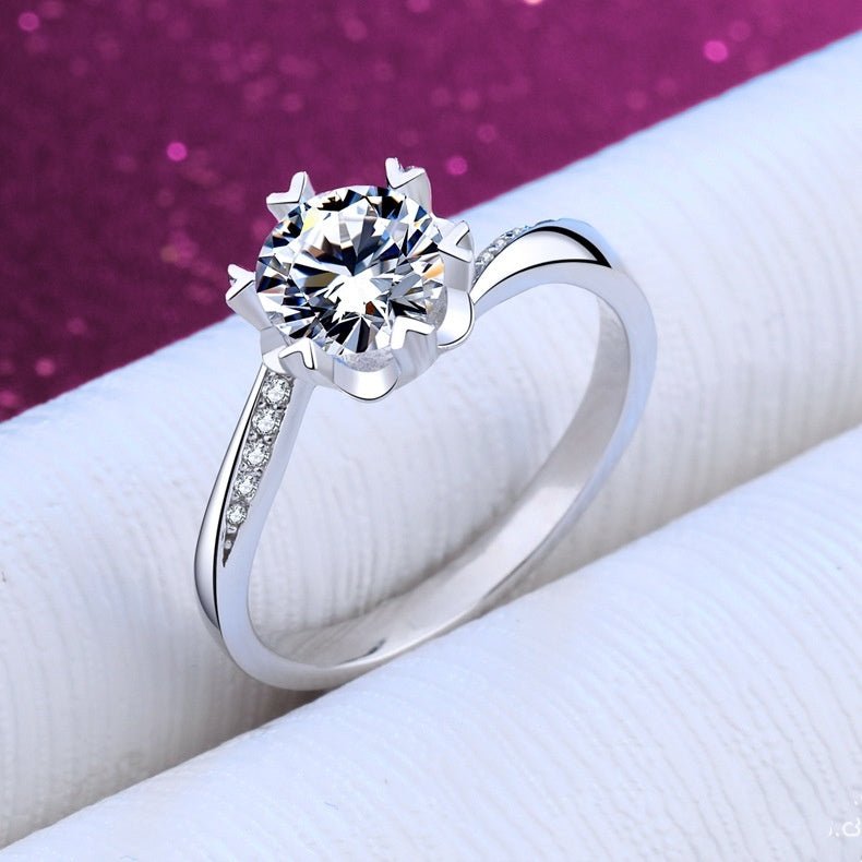 Eight Hearts Eight Arrows D Color Mosang Stone Diamond Ring - AmiraMart