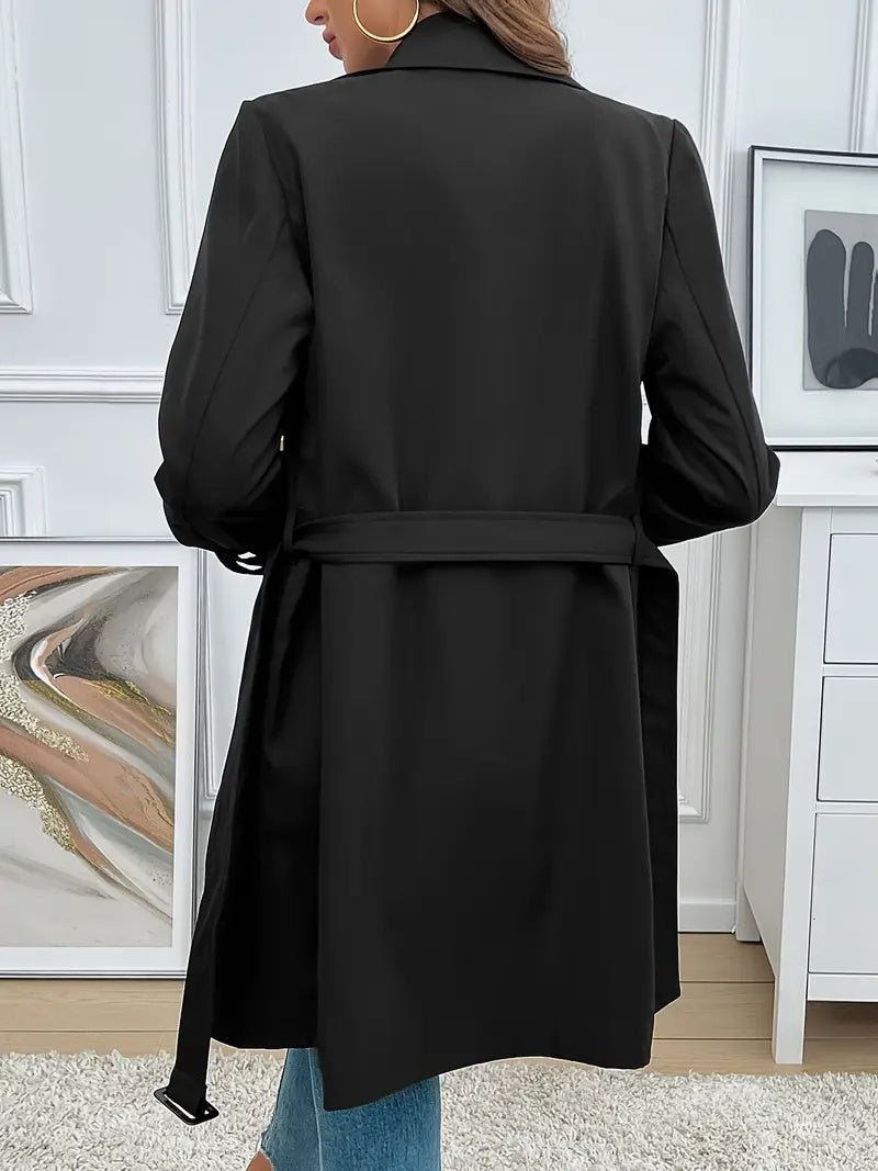 Elegant Belted Trench Coat For Women - AmiraMart