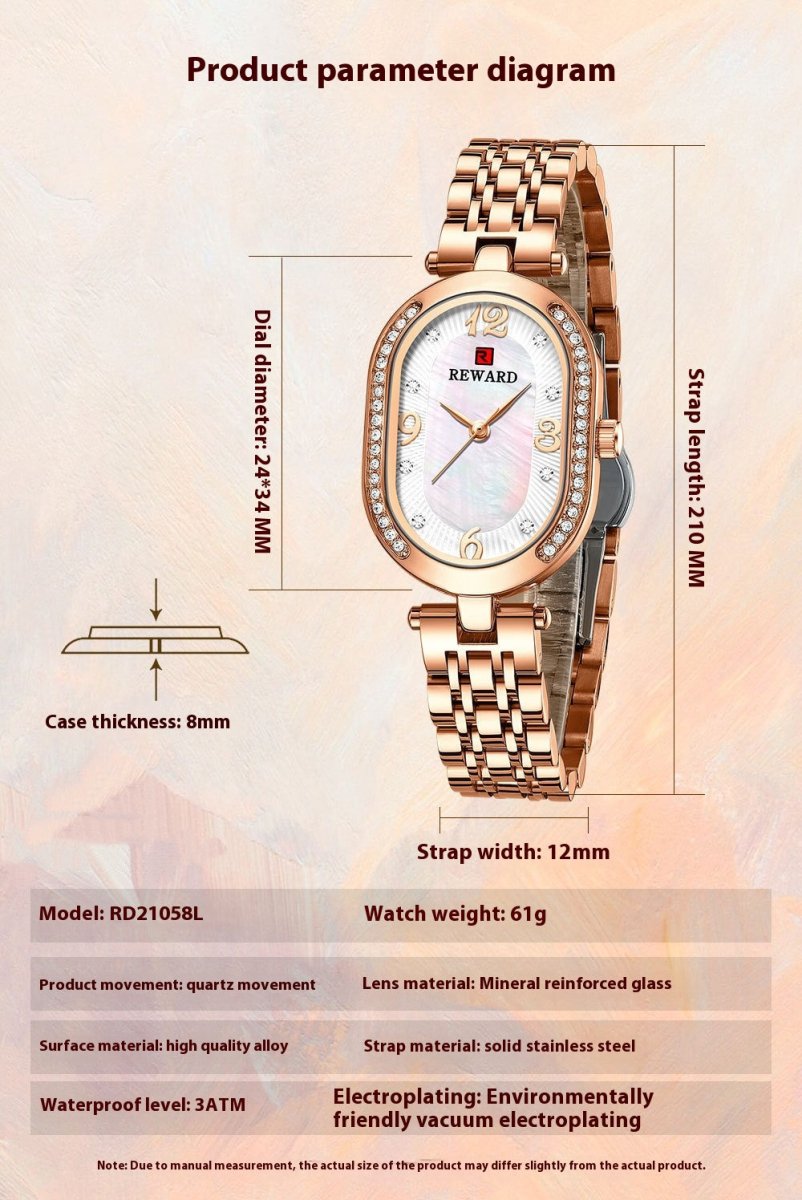 Elegant Lady Watch With Diamonds - AmiraMart
