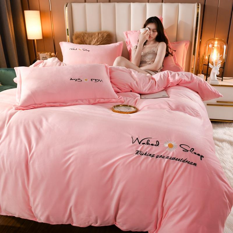 Embroidered Crystal Velvet Soft and Comfortable Four - piece Suit - AmiraMart