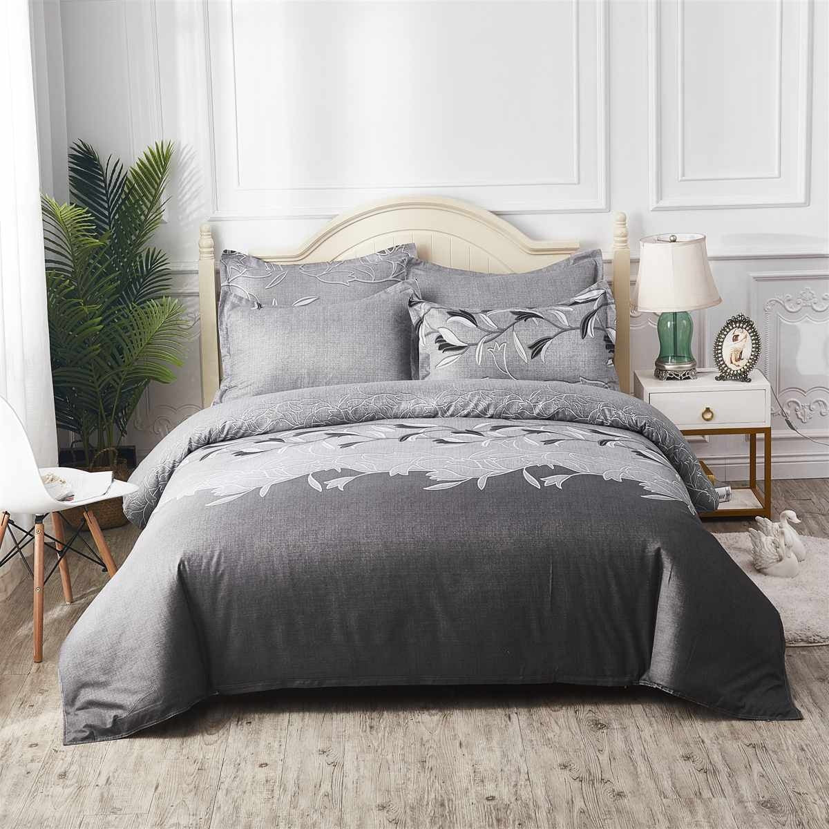 Embroidered Print 3 - Piece Quilt Cover Set - AmiraMart