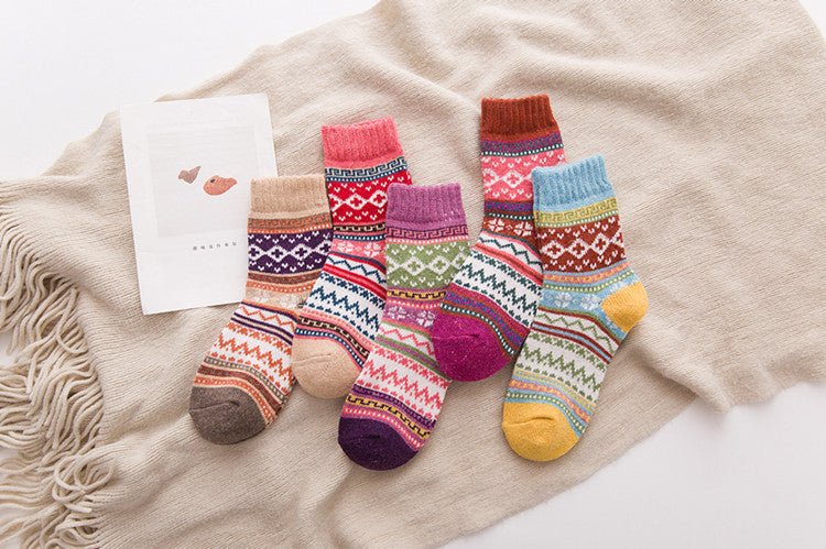 Ethnic style cashmere socks women - AmiraMart
