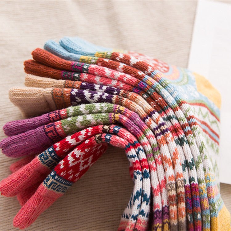 Ethnic style cashmere socks women - AmiraMart