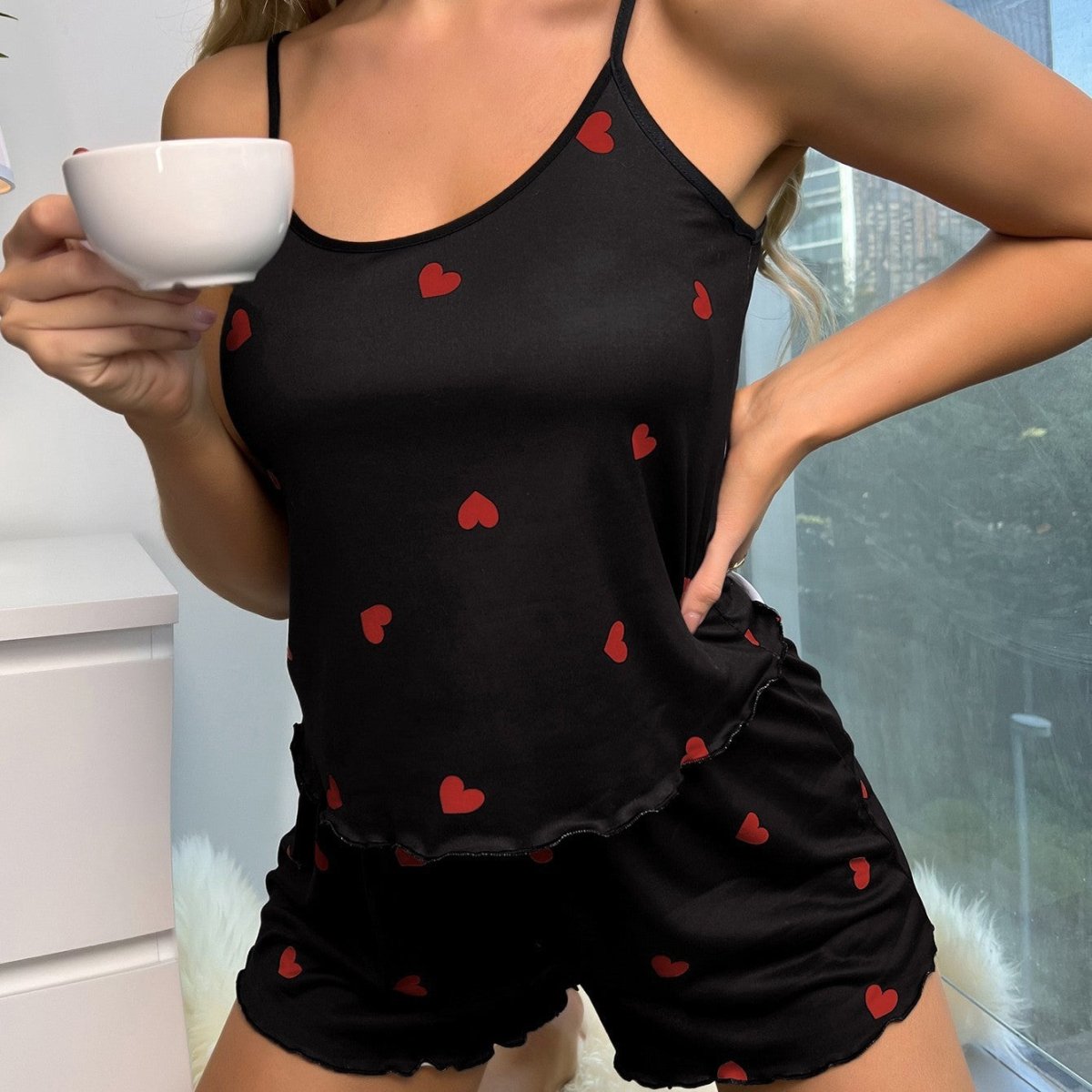 European & American Sling Thread Shorts Suit - AmiraMart