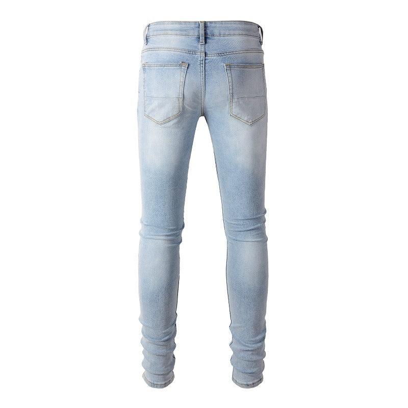 European And American High Street Patch Ripped Jeans - AmiraMart