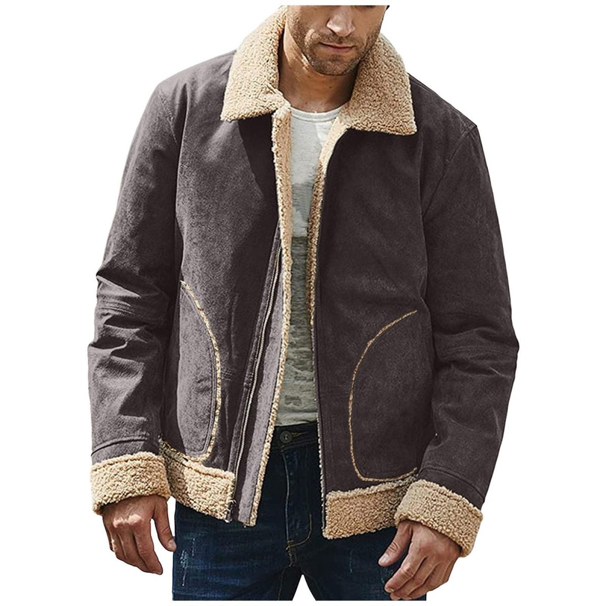 European And American Men's Large Frosted Velvet Composite Coat - AmiraMart
