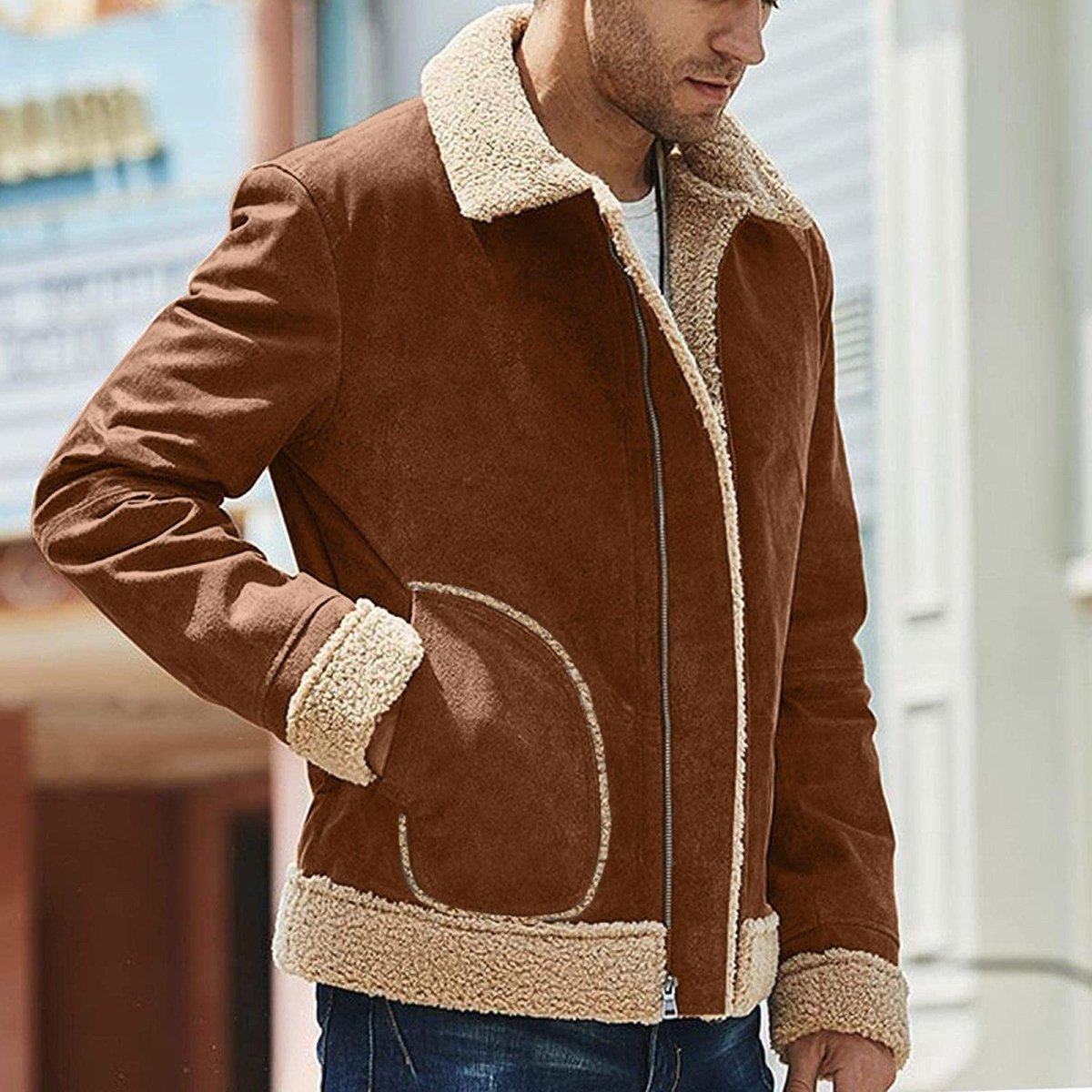 European And American Men's Large Frosted Velvet Composite Coat - AmiraMart