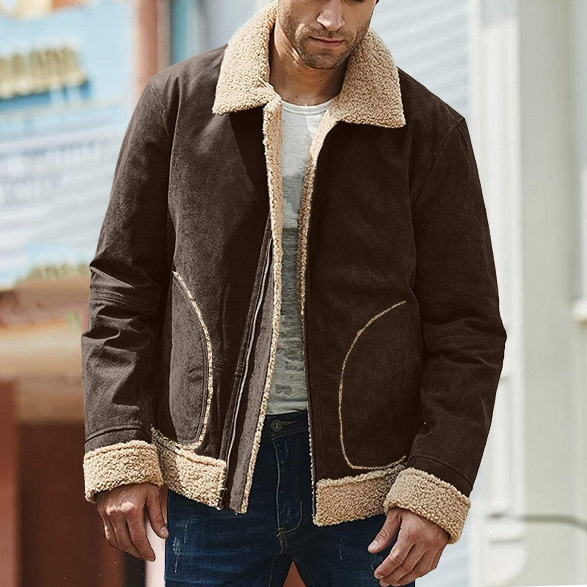 European And American Men's Large Frosted Velvet Composite Coat - AmiraMart