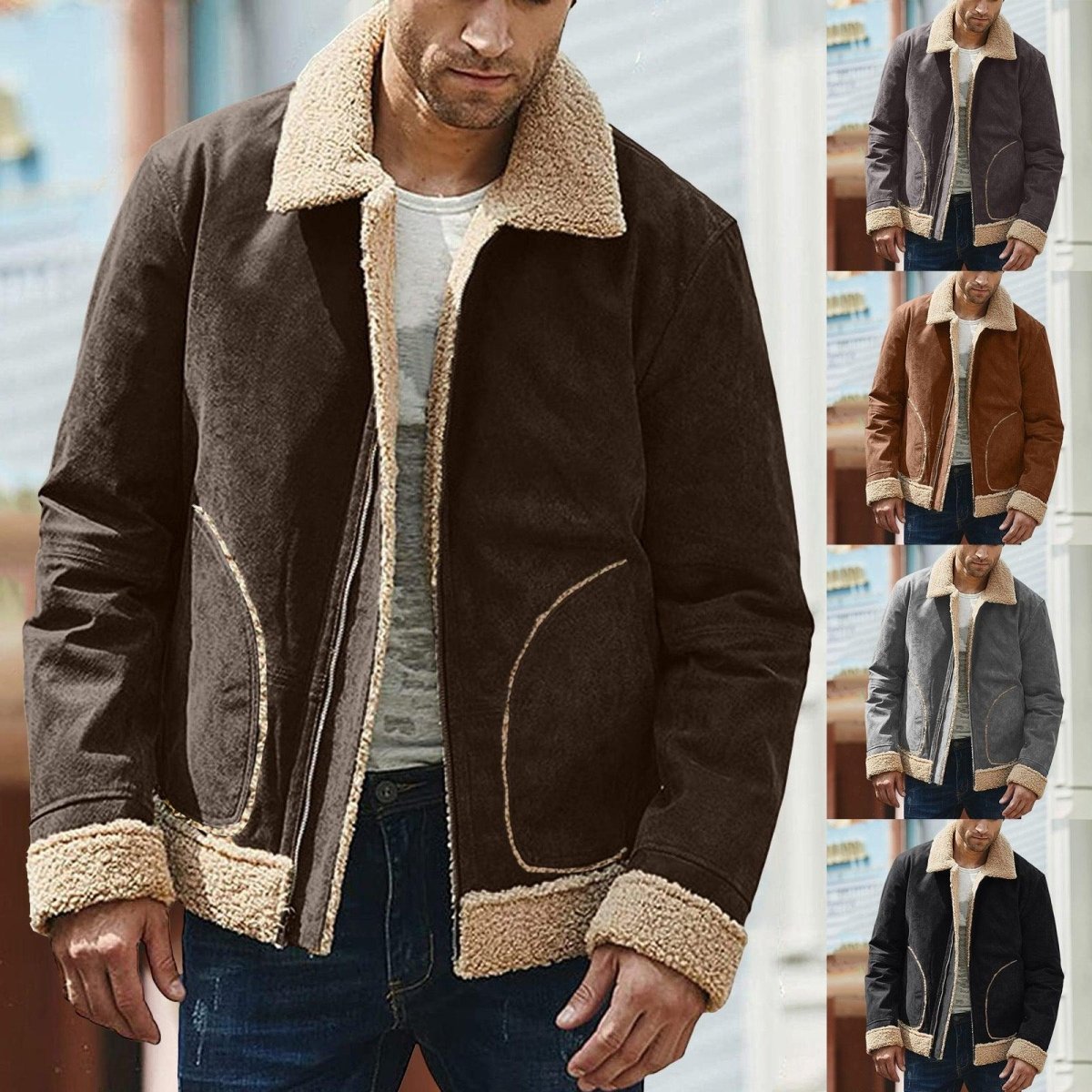 European And American Men's Large Frosted Velvet Composite Coat - AmiraMart