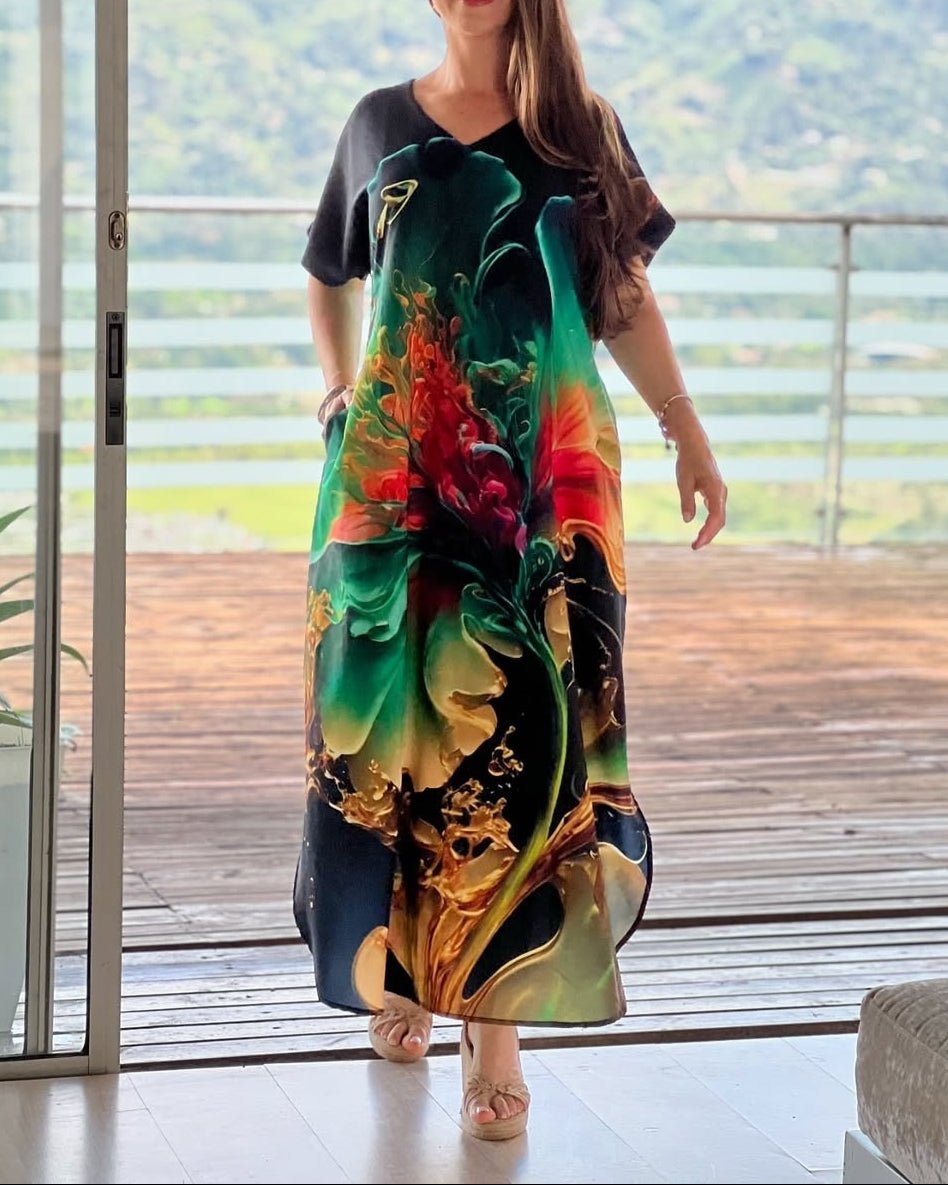 European And American Printing Dress Loose - AmiraMart