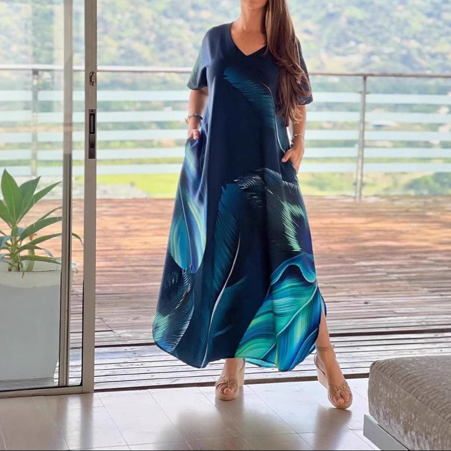 European And American Printing Dress Loose - AmiraMart