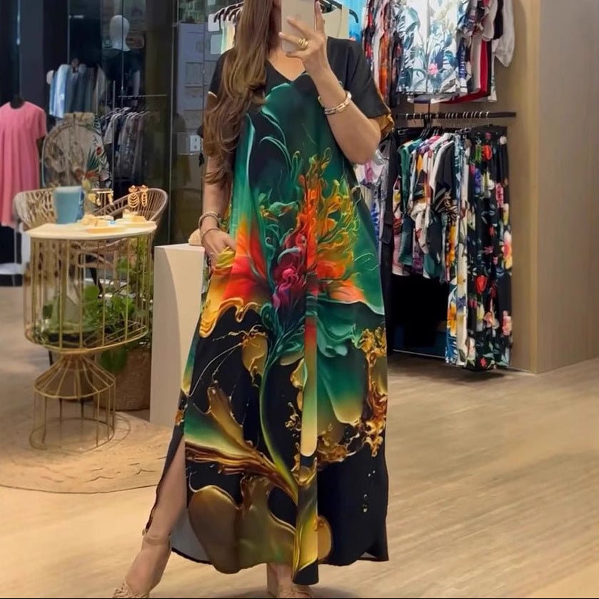 European And American Printing Dress Loose - AmiraMart