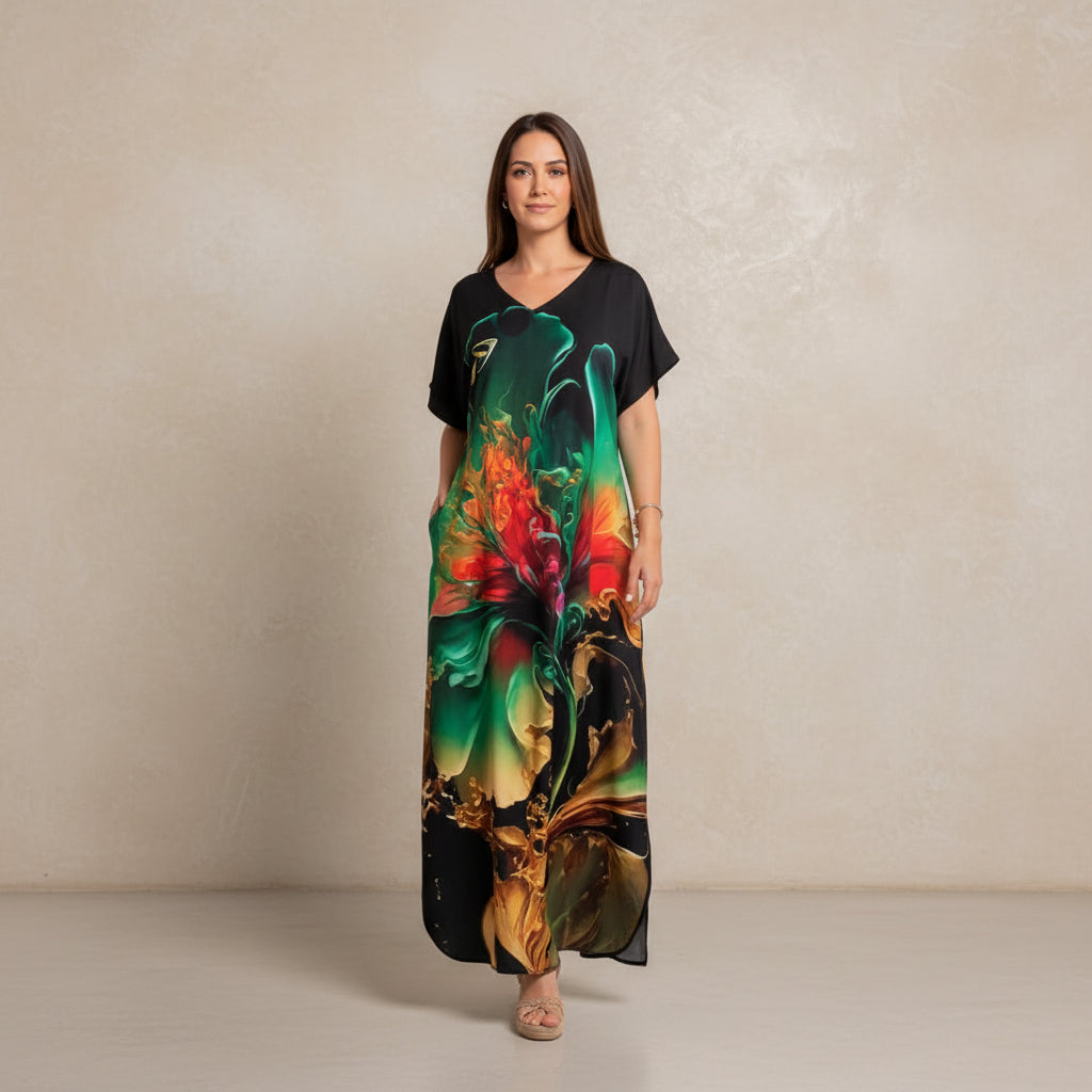 European And American Printing Dress Loose - AmiraMart