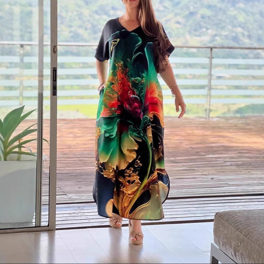 European And American Printing Dress Loose - AmiraMart