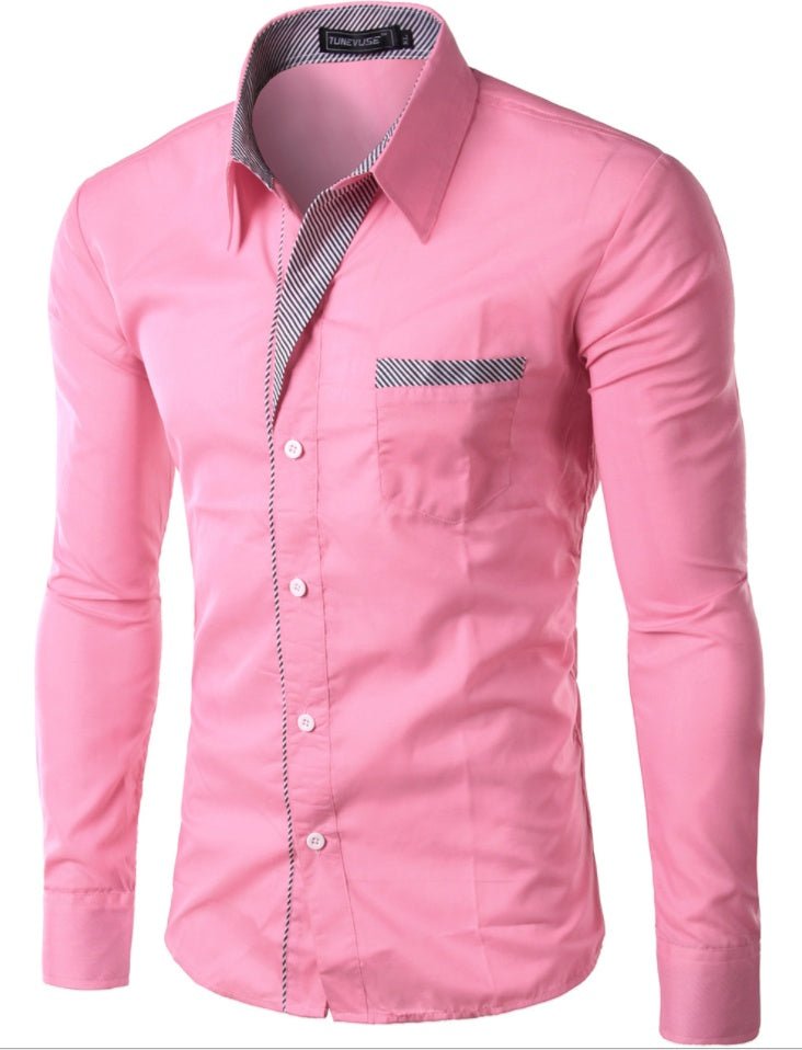 European And American Simple Men's Long Sleeve Shirt - AmiraMart
