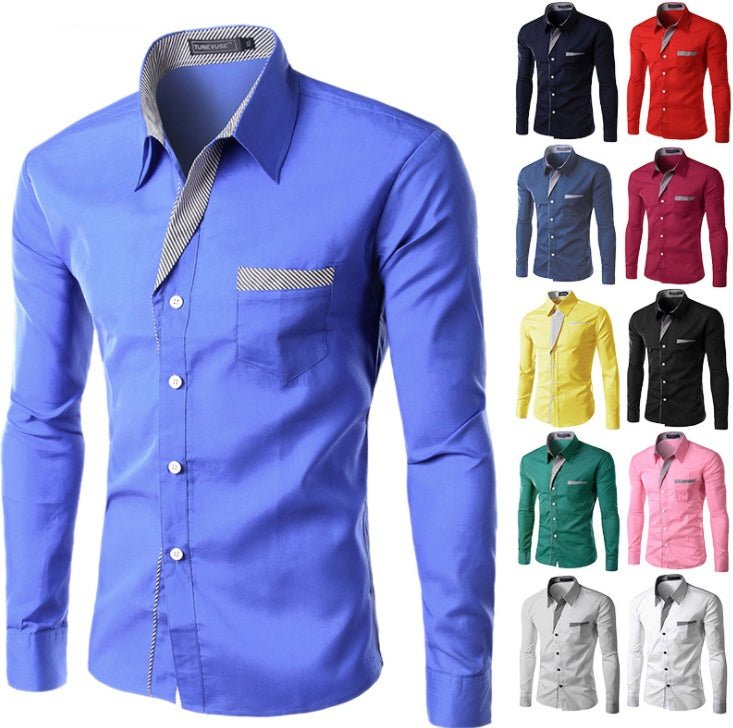 European And American Simple Men's Long Sleeve Shirt - AmiraMart