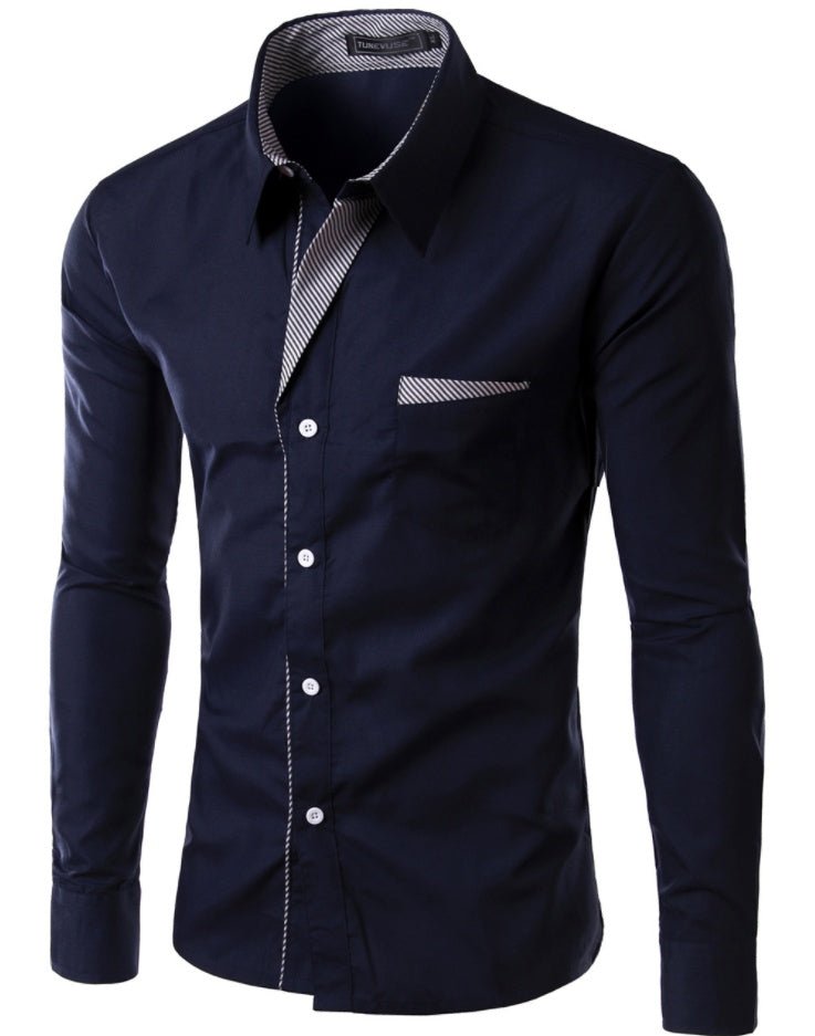 European And American Simple Men's Long Sleeve Shirt - AmiraMart