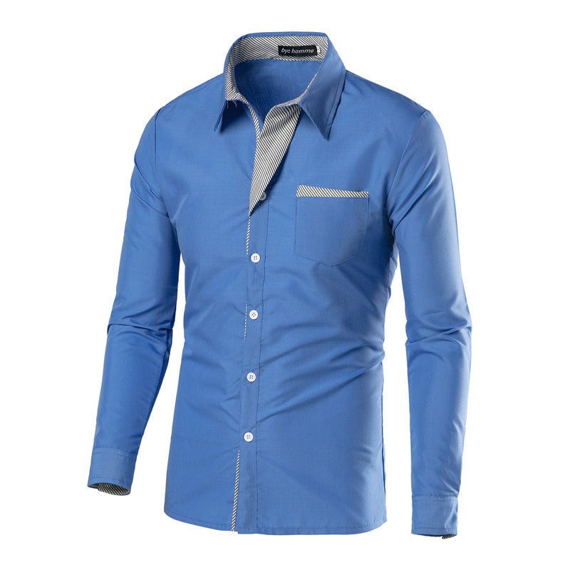 European And American Simple Men's Long Sleeve Shirt - AmiraMart