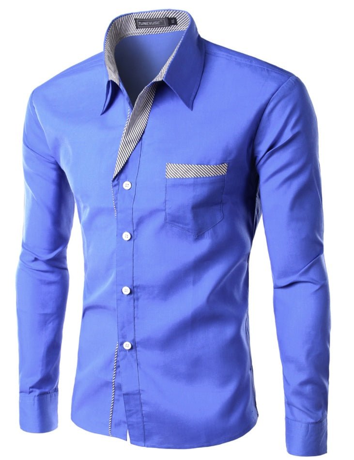 European And American Simple Men's Long Sleeve Shirt - AmiraMart