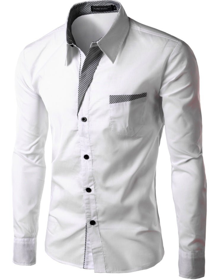 European And American Simple Men's Long Sleeve Shirt - AmiraMart