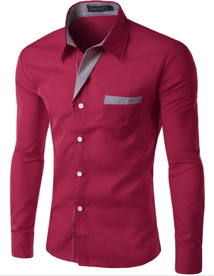 European And American Simple Men's Long Sleeve Shirt - AmiraMart