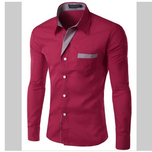 European And American Simple Men's Long Sleeve Shirt - AmiraMart