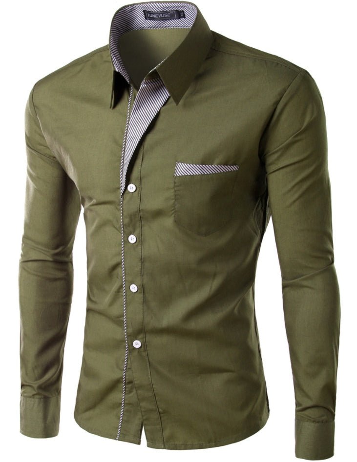 European And American Simple Men's Long Sleeve Shirt - AmiraMart