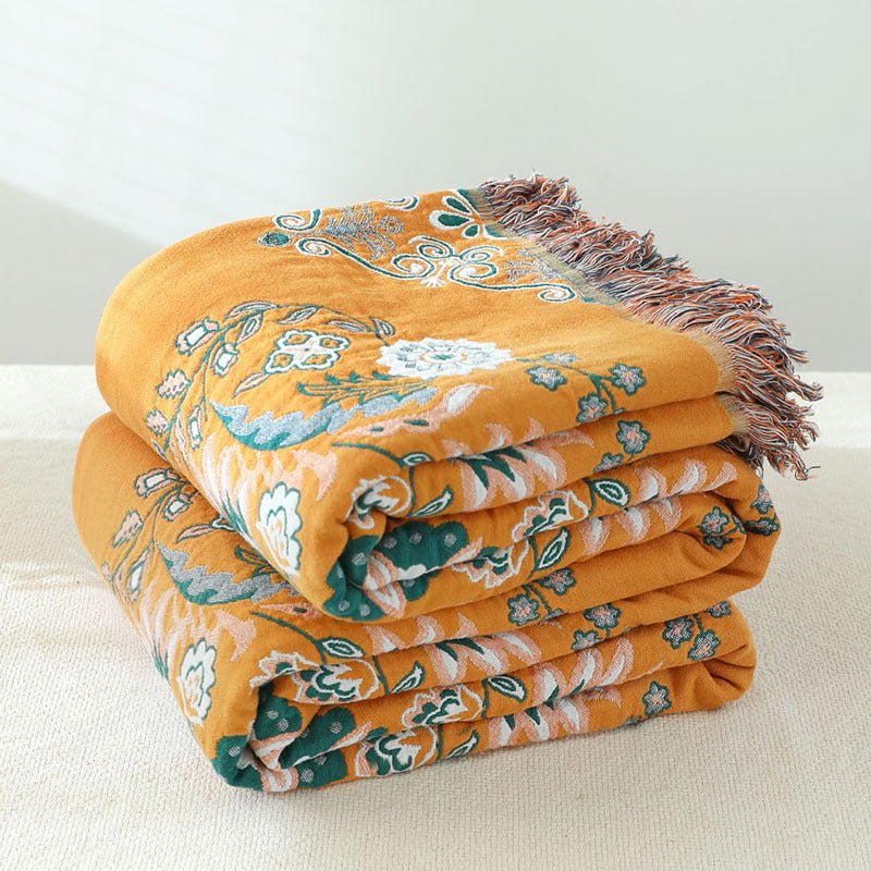 European Style Cotton Gauze Fringed Sofa Cover Blanket - AmiraMart