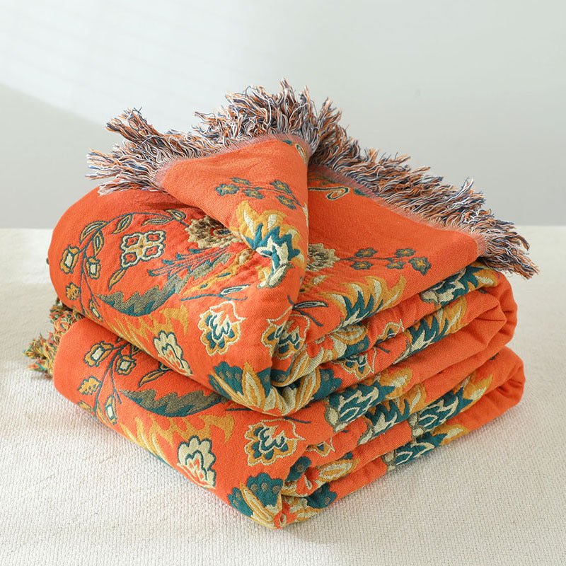 European Style Cotton Gauze Fringed Sofa Cover Blanket - AmiraMart