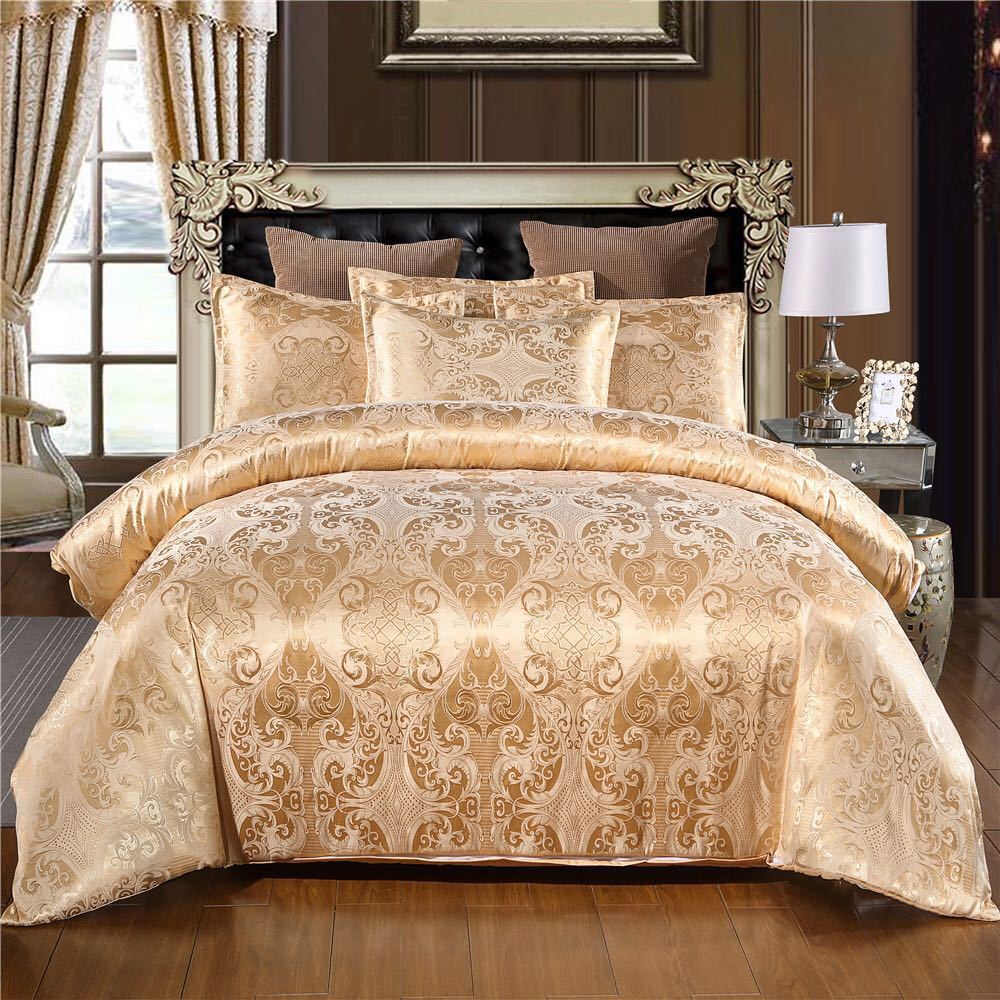 European Style Satin Jacquard Bedding Set Quilt Cover And Pillowcase - AmiraMart