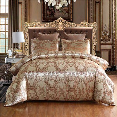 European Style Satin Jacquard Bedding Set Quilt Cover And Pillowcase - AmiraMart