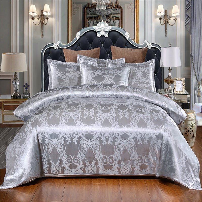 European Style Satin Jacquard Bedding Set Quilt Cover And Pillowcase - AmiraMart