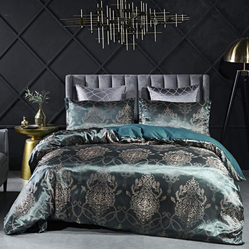 European Style Satin Jacquard Bedding Set Quilt Cover And Pillowcase - AmiraMart