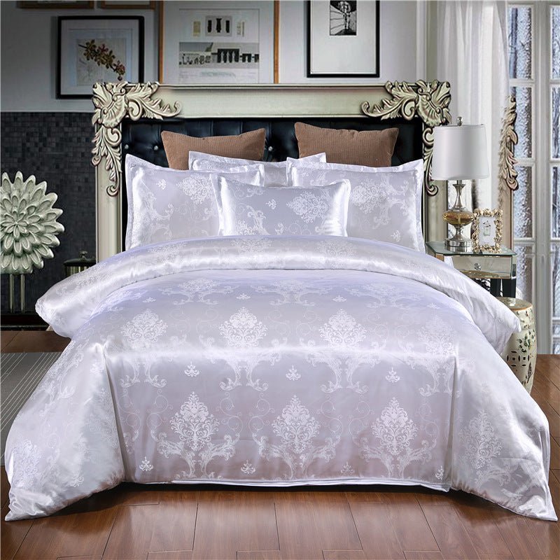 European Style Satin Jacquard Bedding Set Quilt Cover And Pillowcase - AmiraMart