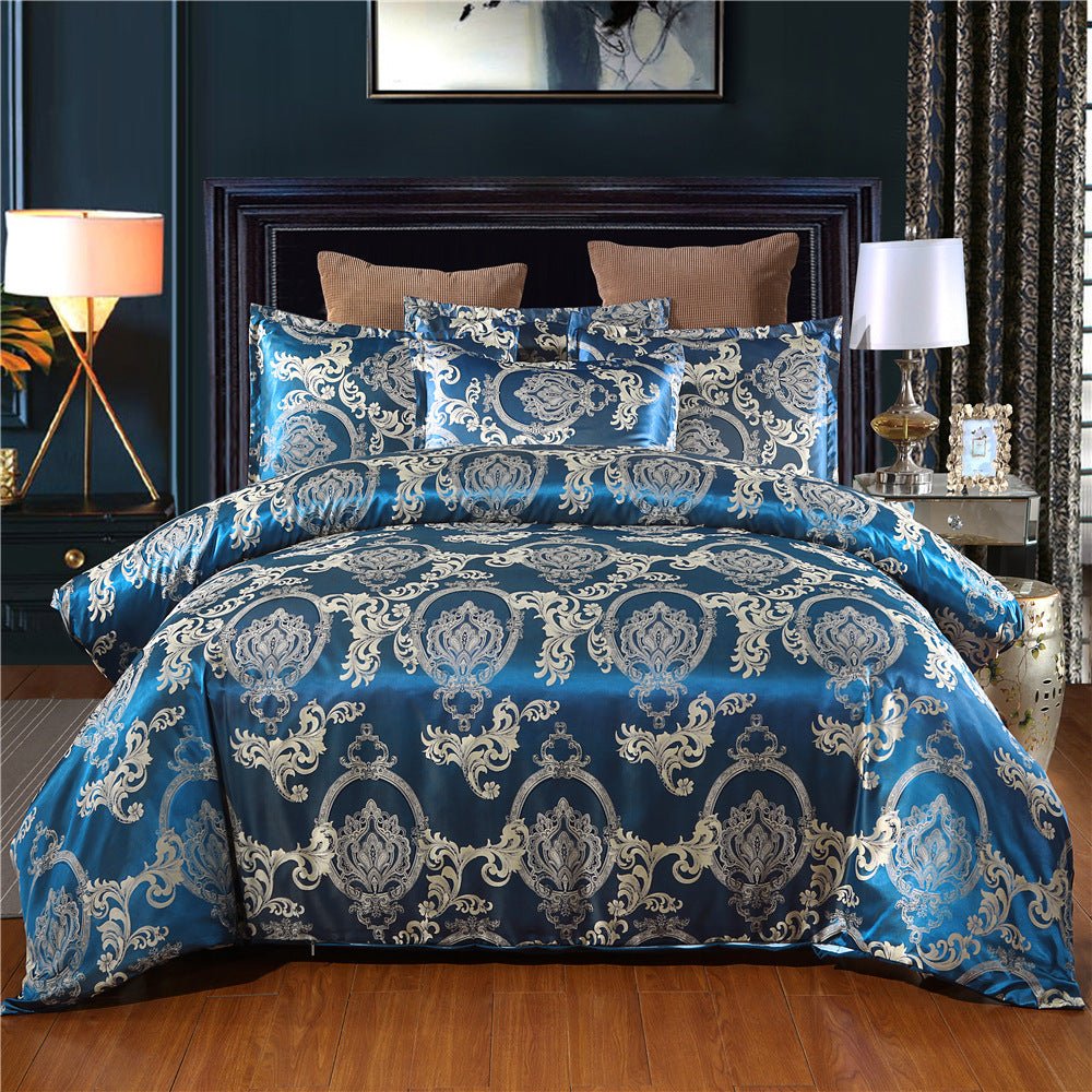 European Style Satin Jacquard Bedding Set Quilt Cover And Pillowcase - AmiraMart