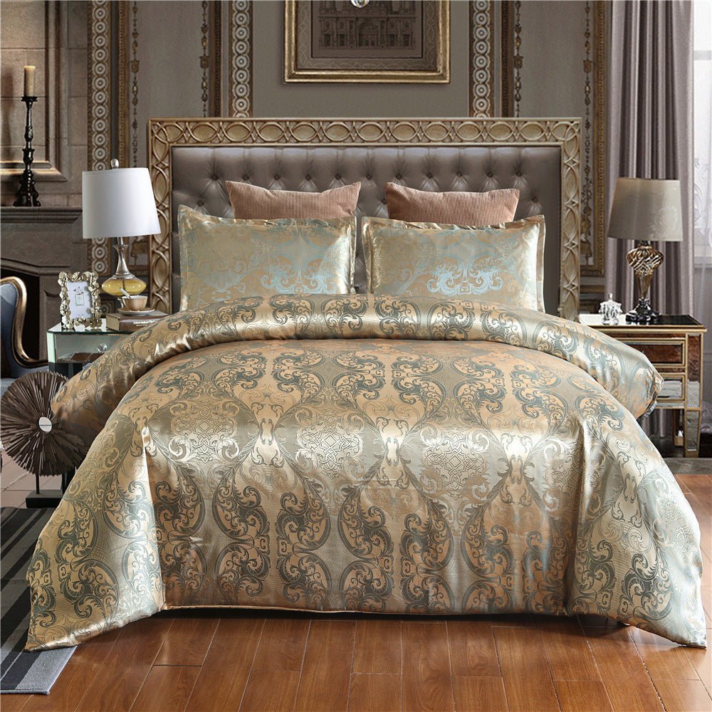 European Style Satin Jacquard Bedding Set Quilt Cover And Pillowcase - AmiraMart