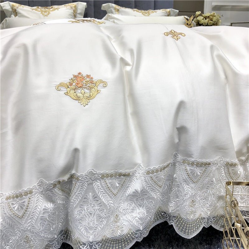 Four - piece Set Of Pure Cotton Embroidery Lace Model Room Bedding - AmiraMart