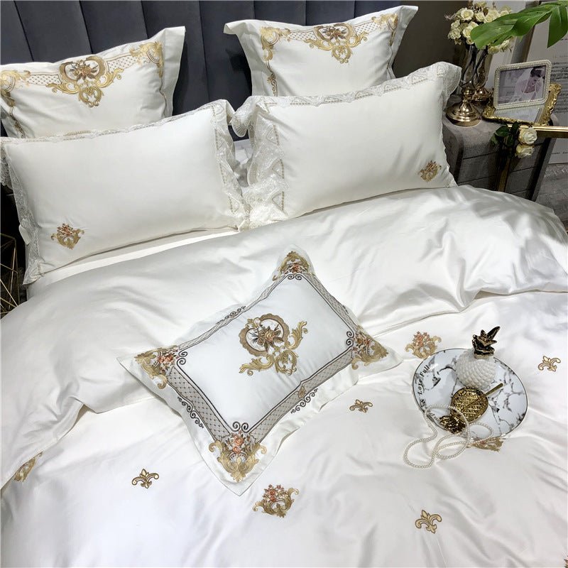 Four - piece Set Of Pure Cotton Embroidery Lace Model Room Bedding - AmiraMart