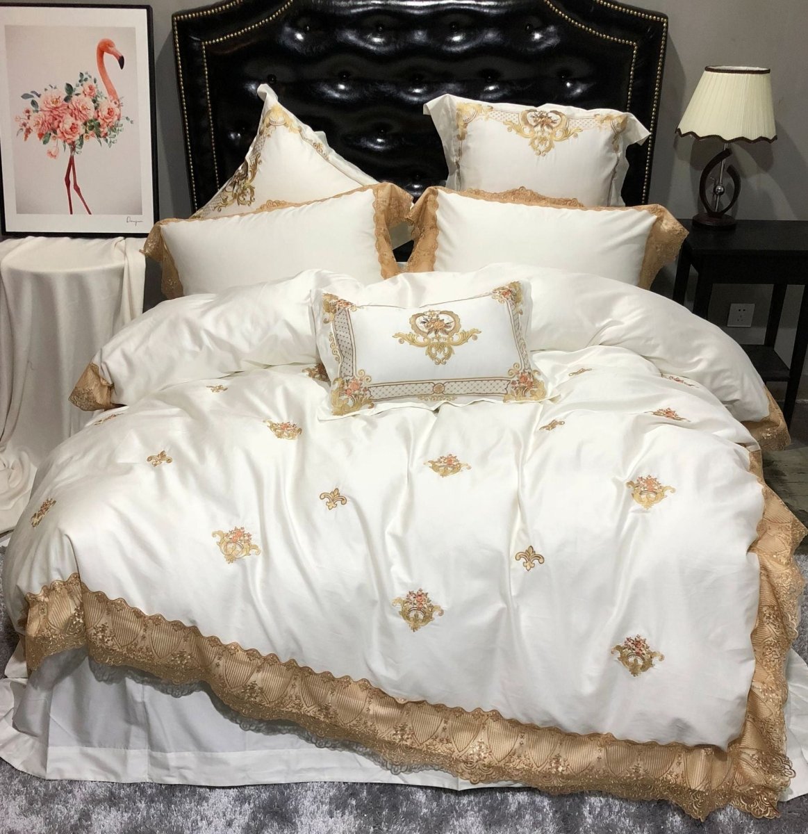 Four - piece Set Of Pure Cotton Embroidery Lace Model Room Bedding - AmiraMart